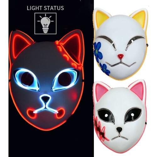 Anime Demon Slayer Kimetsu No Yaiba LED Mask Cosplay Props Sabito Kamado Tanjirou Makomo Halloween Party Masks
