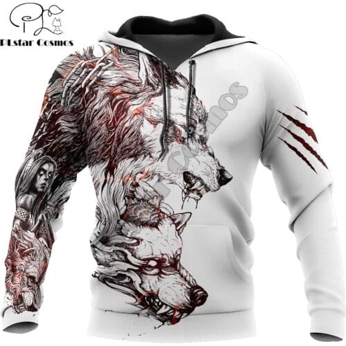 Wolf Tatoo Hunter 3D Printed Mens Hoodie Animal Streetwear Autumn Hooded Sweatshirt Unisex Casual Jacket Tracksuits DK048