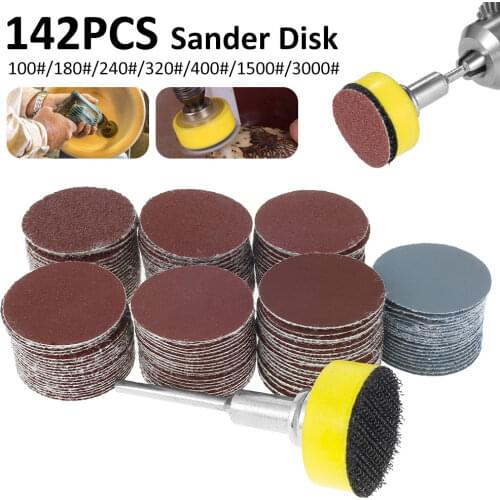 142pcs 1Inch Sanding Discs Pad Sander Disk Kit 100-3000Grit Paper with 1Inch Abrasive Polish Pad Plate+1/4 Inch Shank for Rotary