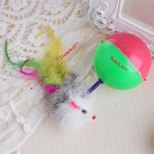 New Pet Dog Cat Play Tumbler False Mouse Toy Feather Ball Activity Toy Teaser