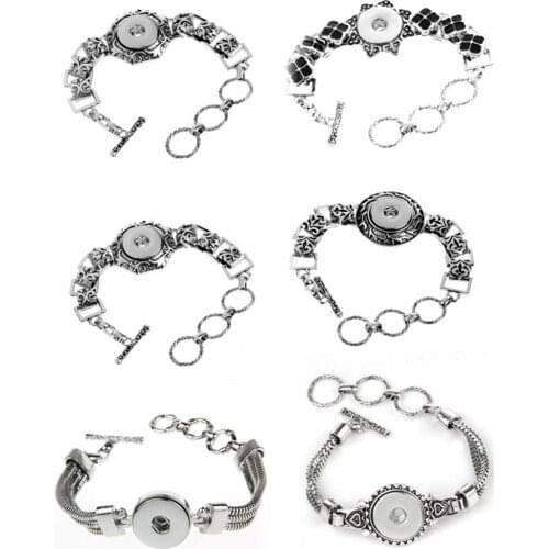 New Snap Jewelry Bracelets Rhinestone Leather Snap Button Bracelet for Women Men Fit Snaps Button Jewelry Charm Bracelet