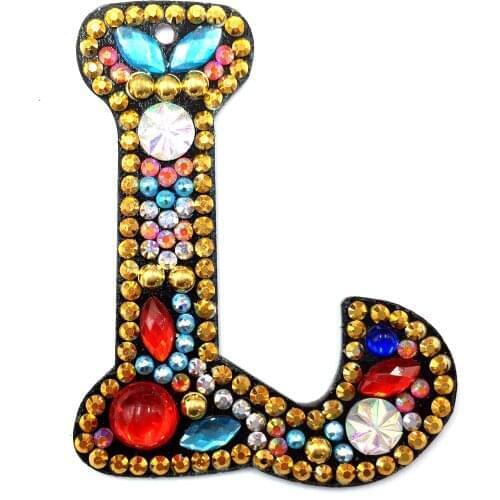 New style Dropshipping diamond painting with 26 English letters keychain pendant DIY kit Special shape diamond painting