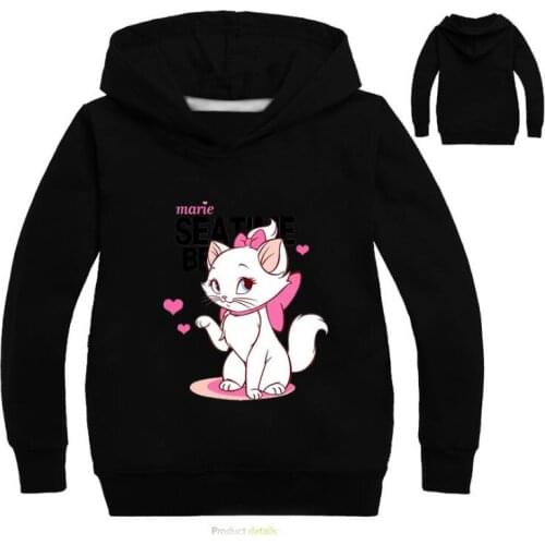 3-16 Years Marie Cat Clothes Long Sleeves Hoodies for Girl Aristocats Cat Sweatshirt Cute Baby Bomber Bobo Jacket