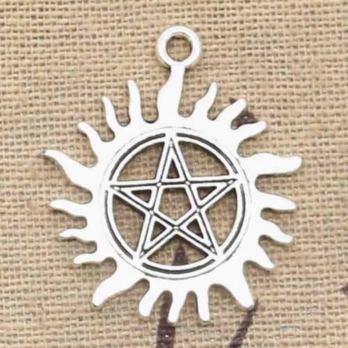 8pcs Charms Sun Star Of David Hexagram 34x31mm Antique Silver Color Pendants DIY Crafts Making Findings Handmade Tibetan Jewelry