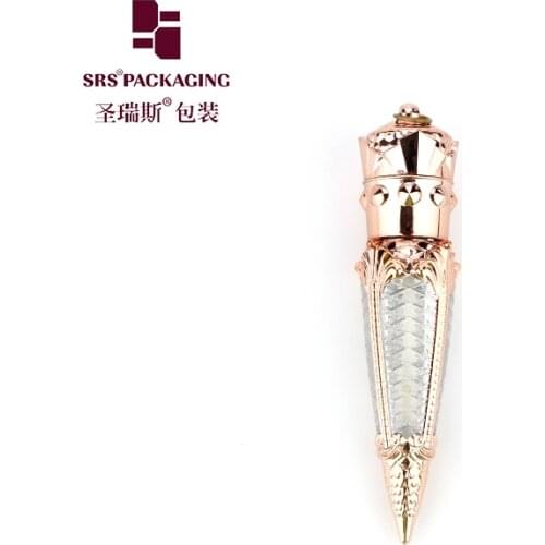 Small volume 5ml special shape rose gold make up empty luxury queen crown lip gloss tube