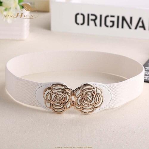 SISHION Women Belts Luxury Brand Ladies Girls Fashion Wide Stretchy Elastic Waist Belt VB0057 Black Waistband Belts For Women