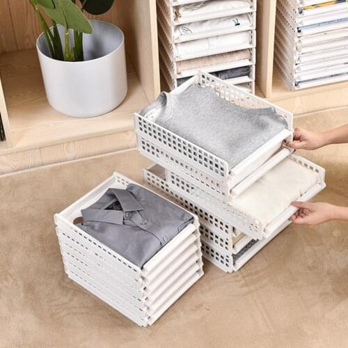 Detachable Shirt Stackable Lazy People Board Rack Drawer Clothes Shelf Wardrobe Clothes Socks Sliding trajectory Storage Basket