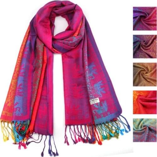 Shawl Scarves Quality Long Chiffon Femme Wrap Scarf Lady Women Double Sided Elephant National Wind Scarf Wrap Shawl Silk Scarf