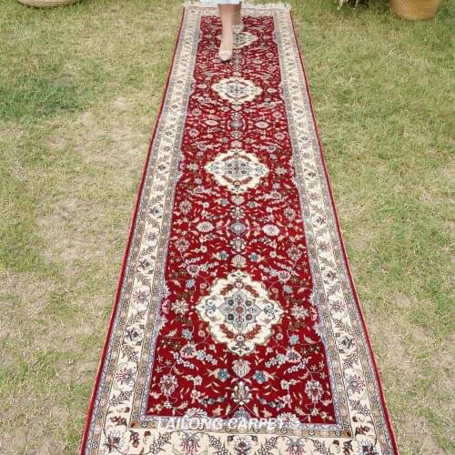 2.5'x10' Handmade Silk Rug Runner Hallway Gallery Red Carpet (TJ135A)