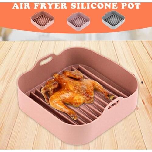 Air Fryer Silicone Grill Pan Multifunctional Air Fryers Oven Accessories Bread Fried Chicken Pizza Basket Baking Tray Baking Pot
