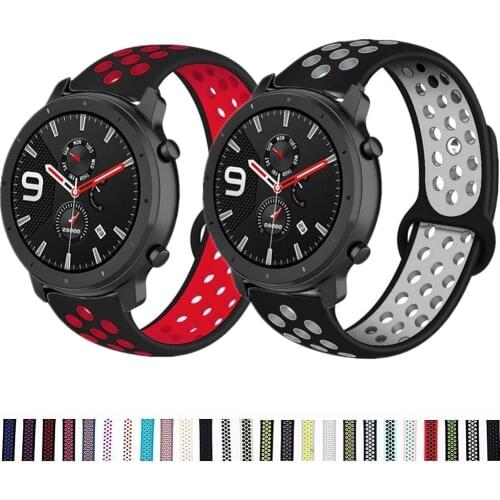 22MM Silicone Bands For Xiaomi Huami Amazfit GTR 2E/GTR 47MM Smart Watch Wristband Sports Bracelets For Amazfit Stratos 3/2S/2