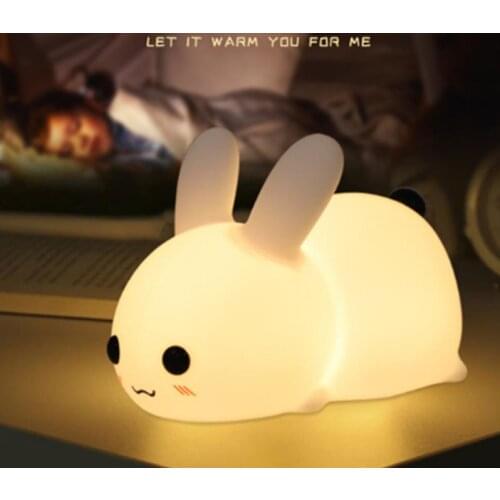 Xiaomi Silicone Rabbit LED Night Light USB Charging Dual Tone Light Bedroom Bedside Pat Lamp Child Sleeping Light Kids Gift