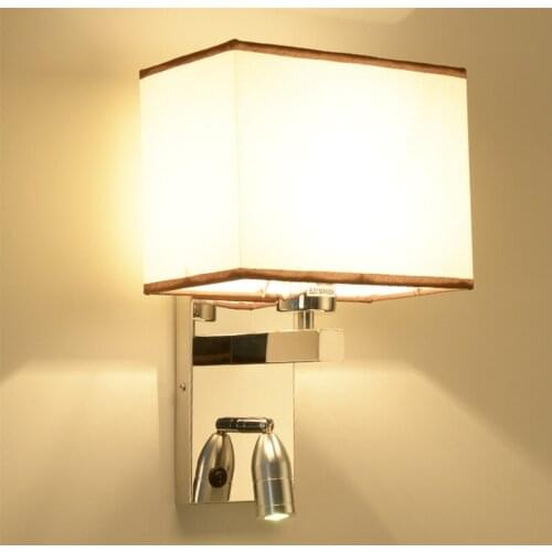 Modern minimalist led stainless steel bedside reading wall lamp living room bedroom study with switch CE custom guest room lamps