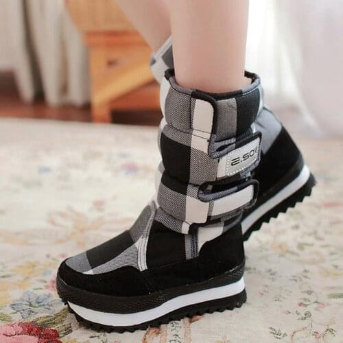 Thick fur warm winter boots women shoes 2021 new fashion hook&loop mid-calf winter shoe woman platform boots snow Botas Mujer