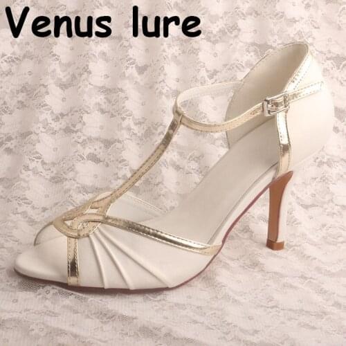 Women Fish Mouth Open Toe Sandals Ivory Satin High Heel Female Shoes