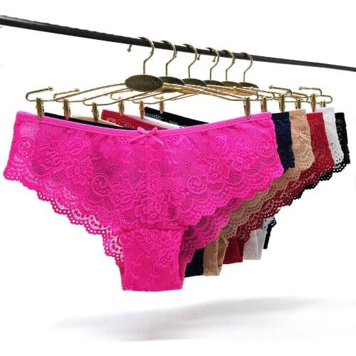 M-XXL 12 Pieces Ladies Sexy Lace Briefs Underwear Women See Through Pantys Underpants Breathable Soft Lingerie Female Intimates