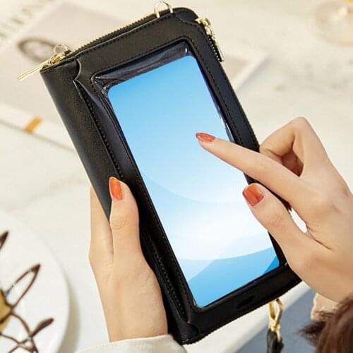 Touch Screen Women Wallet Wristlet Handbag Protection Purse Crossbody Phone Bag Smartphone Wallet Money Card Pocket New