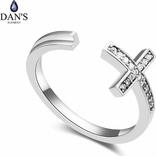 DANS Real Austrian Crystals Brand AAA Zirconia Micro Inlays Fashion Ring for women New Cross 109733White
