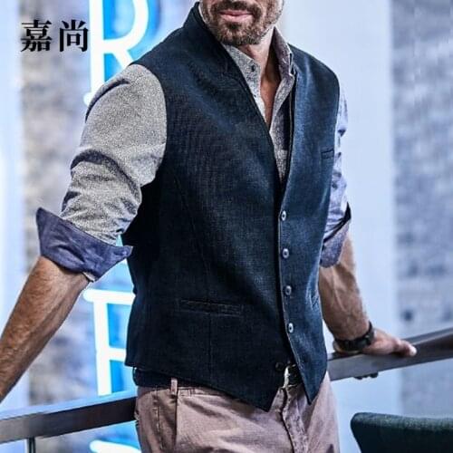 Mens single-breasted Jacket vest sleeveless Vintage Tweed Waistcoat Herringbone Wedding Vests Suit Lapel Slim S-3XL Streetwear