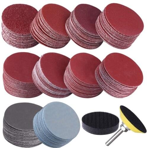 200Pcs 50mm 2 Inch Sander Disc Sanding Discs 80-3000 Grit Paper with 1Inch Abrasive Polish Pad Plate + 1/4 Inch Shank for Rotary