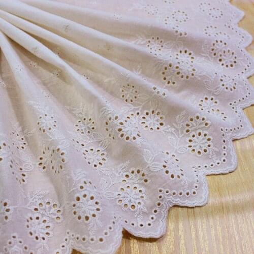 3Yard/Lot 34CM Wide Hollow Cotton Cloth Lace Trim Embroidered Clothing Skirt Hem Home Service Shorts Leggings Fabric Decoration