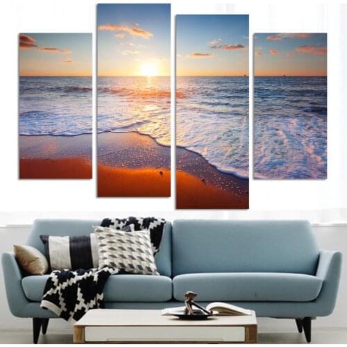 4 Panel Modern Painting Home Sea View Decorative Art Picture Paint on Canvas Prints picture
