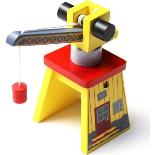 Track Accessories Crane Hanging Tower Magnetic Toys Game Scene Assembled Wooden Compatible with Wooden
