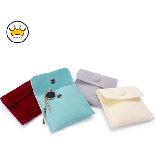 10pcs/Lot Velvet Bag Jewelry Packaging Snap Fastener Velvet Gift Bracelet Bag Necklace Earrings Ring Storage Pouch Organza Bag