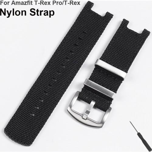 Black Nylon Watchband Band Strap For Xiaomi Amazfit T rex T-Rex Pro Smartwatch Wrist Straps Replacement Bracelet Belt Correa