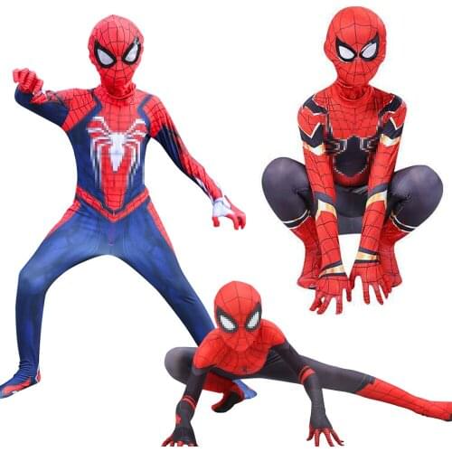 Adult Children Iron 3D Printed Spiderboy Jumpsuits Cosplay Amazing Party Costume Super Heroes Zentai Suit Bodysuit Kids