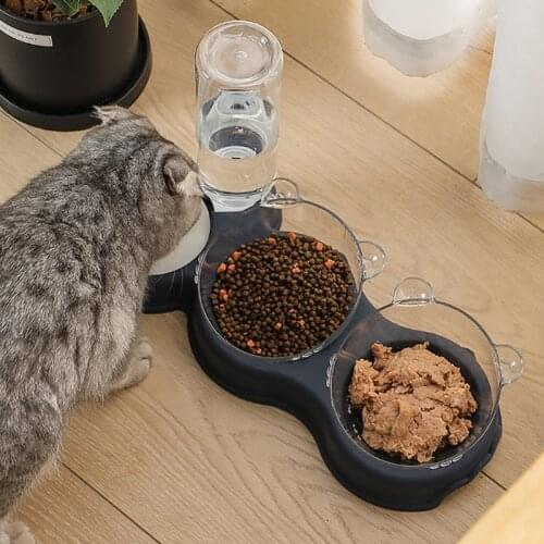 1.8L Double Pet Bowl Automatic Cat Bowl Water Dispense Anti-Overflow Kitty Tableware Moisture-Proof Mouth Dual-Use Cat Dog Bowls