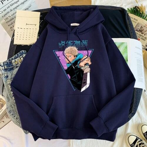 Jujutsu Kaisen Anime Print Hoodie Warm Autumn Fleece Tracksuit For Men Fashion Harajuku Casual Hoody Oversized Loose Sweatshirt