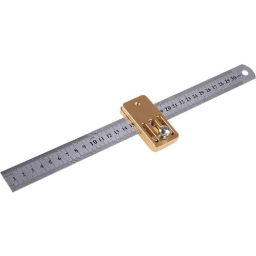 Woodworking Scribing Tool Steel Ruler Positioning Block Crossed-Out Tools Line Drawing Marking Gauge Steel Ruler Limiter