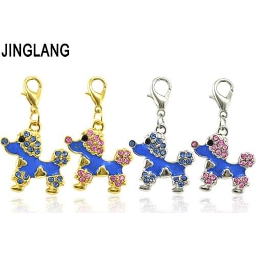 JINGLANG 50 Pieces DIY Fashion jewelry Dog Charms for Bag Pet Dog Pendant Handbag Charms silver Animal Charms for woman Making g