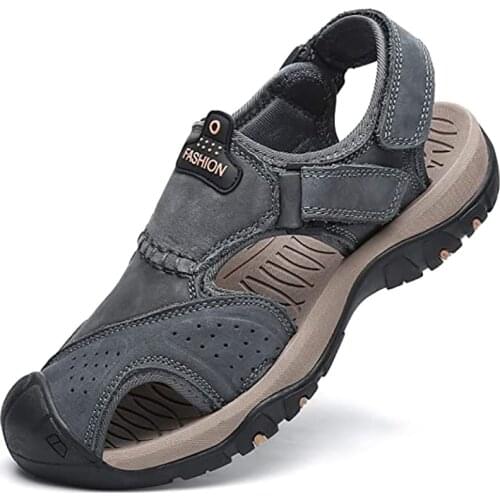 Classic Mens Sandals Summer Men Shoes Genuine Leather Male Beach Sandals Comfort Male Outdoor Beach Slippers Slip-on Man Sandals