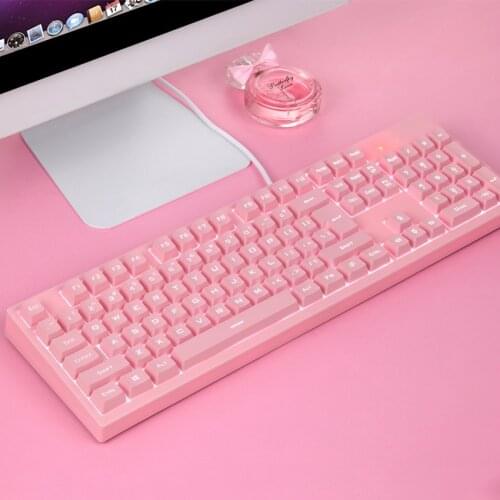 Pink Wired Gaming Keyboard 104 Keys LED Backlight Keyboard USB Interface Suitable for PC Laptop Gamers as Gifts for Girls