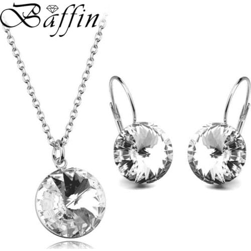 Original Crystals From Swarovski-Elements Bella Jewelry Sets Round Pendant Necklaces Piercing Earrings For Women Wedding Gift