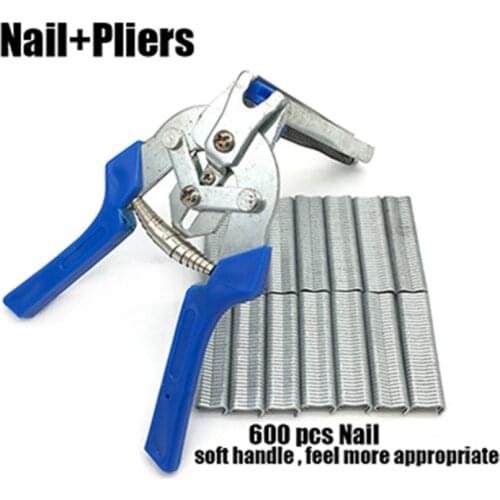 Fastening Clamp Installation Poultry Cage Plier & 600 Nails Chichen Rabbit Fox Bird Dog Cage Clamp Installation Kit Tool