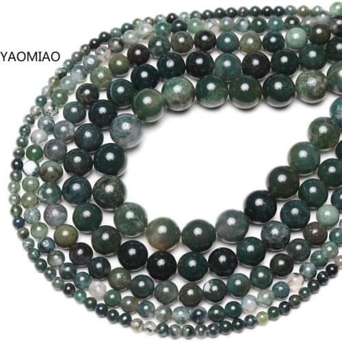Wholesale Moss Agates Natural Stone Beads Round Loose Beads For Jewelry Making 6/8/10mm Diy Bracelet Necklace