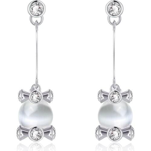 ZEMIOR Round Opal Czech Drill Earrings Fashion High End Vintage Earring Bulk Send Girlfriend Brithday Jewelry Gift Best Selling