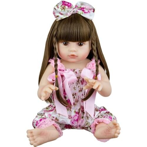 55cm baby doll, childrens holiday gift, long braid, photography props, colorful skirt, childrens growth partner