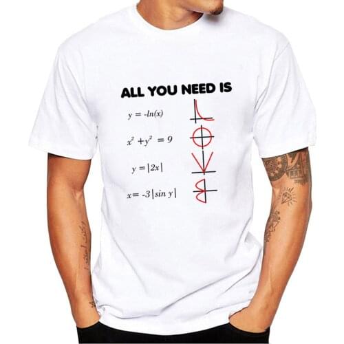 Summer Fashion Graphic T Shirts All You Need Is Love Math T Mens Short Sleeve O-Neck Casual Tee Tops Clothes Tumblr Shirts