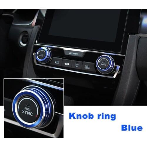 Luminum alloy air AC knobs Switch ring Car Switch Knob Cover Sticker For Honda CIVIC 10th 2016 2017 Auto Accessories