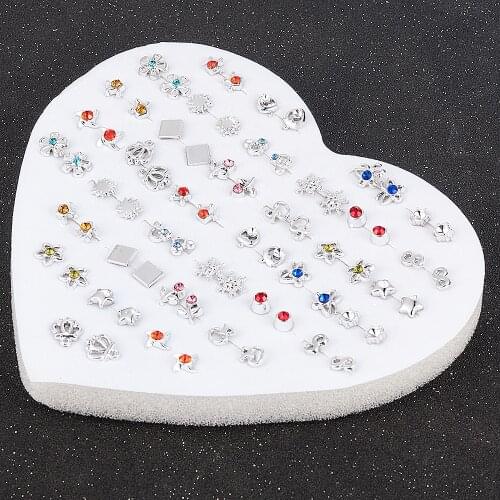 2021 Fashion Cute Female Girl Student Resin Plastic Flower Star Stud Earring Set Multi-style Jewelry 12~36 Pairs New Year Gift