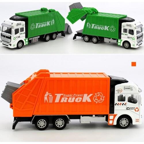 Mini 1/48 Garbage Truck Model with Trash Can Kids Children Toys Birthday Gift Tabletop Ornaments Model