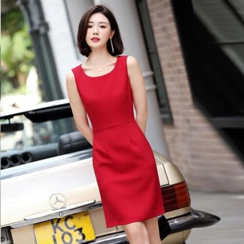 Fashion Styles Sleeveless Dresses Slim Hips Dress Women Elegant Professional Business Work Wear Dress Beauty Salon Vestidos