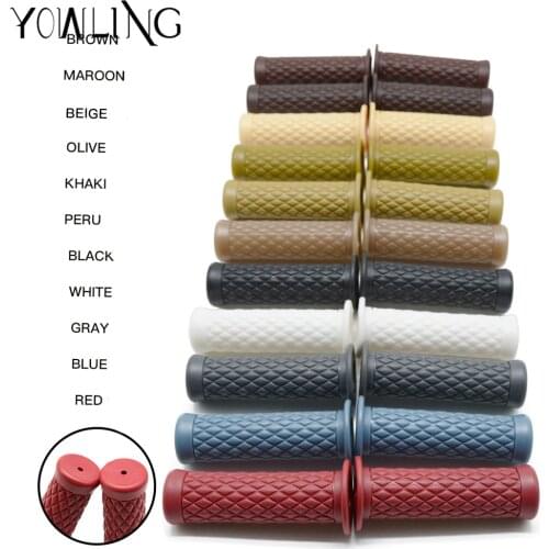 Motorcycle 7/8'' Retro Rubber Handlebar Hand Grip For Honda Suzuki Kawasaki Triumph Cafe Racer Bobber Custom