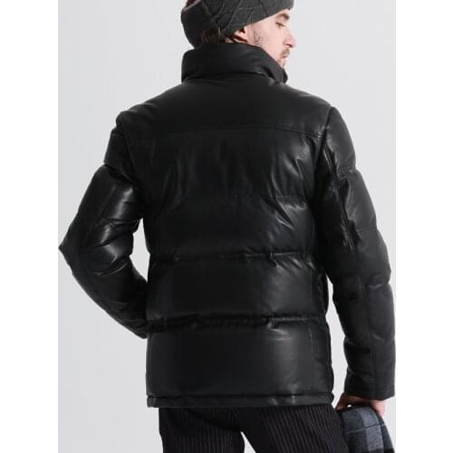 Geniune Jacket Men Sheepskin Leather Goose Down Coat Quality Winter Warm Thick Plus Size Outwear12-H05# MF321