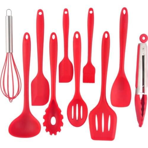 10Pc Heat Resistant Silicone Cookware Set Nonstick Cooking Tools Kitchen & Baking Tool Kit Utensils Spoon Turner Accessories