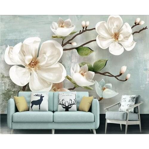 Papel de parede3d embossed magnolia flower modern wallpaper,living room TV wll bedroom wall papers home decor cafe custom mural